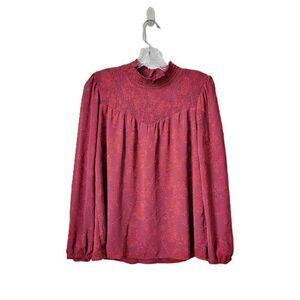 NEW Mason & Belle High Neck Pleated Bodice Blouse Long Sleeves Polyester Small